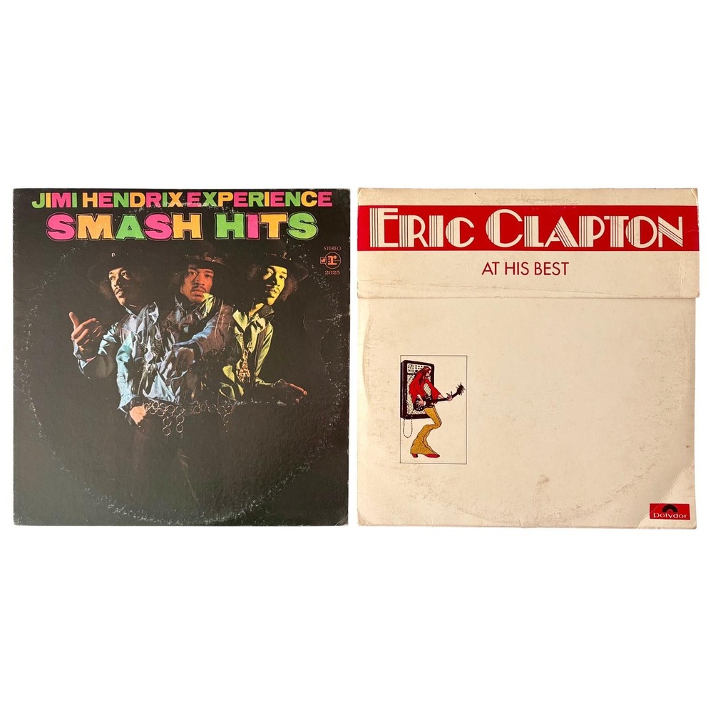 Jimi Hendrix Smash Hits & Eric Clapton At His Best Vinyl Record LP Lot VG